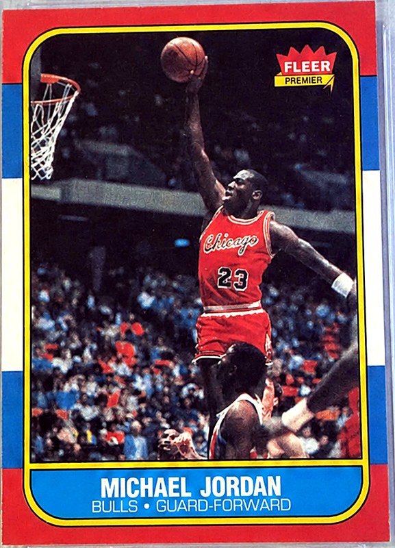 1986 Fleer Basketball (1986) 57 Michael Jordan — Rookie, graded PSA 8